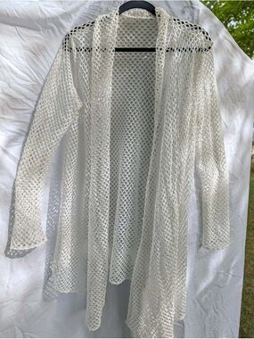 Open-Knit Swim Coverup in Ivory